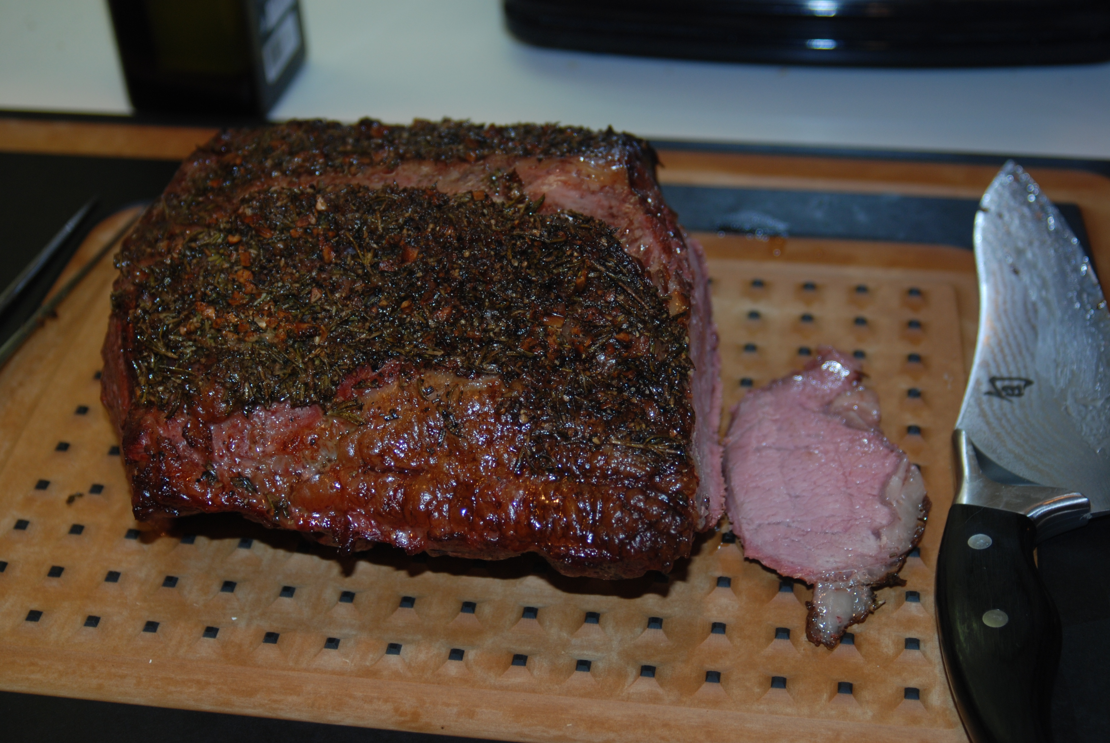 Beef Rib Eye Roast on the Big Green Egg Sip n Simmer